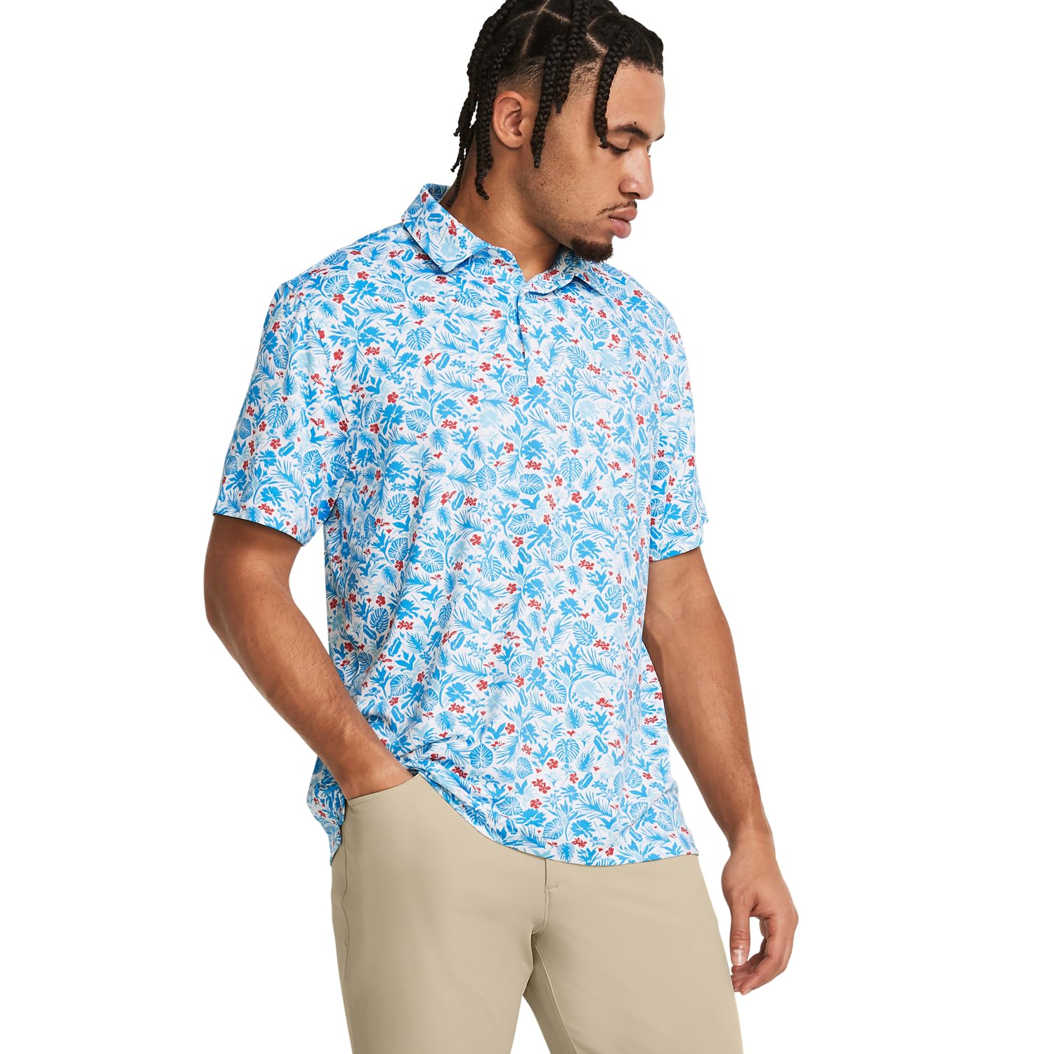 Under Armour Polos para hombre, blanco, azul, (White / Sky Blue), Small