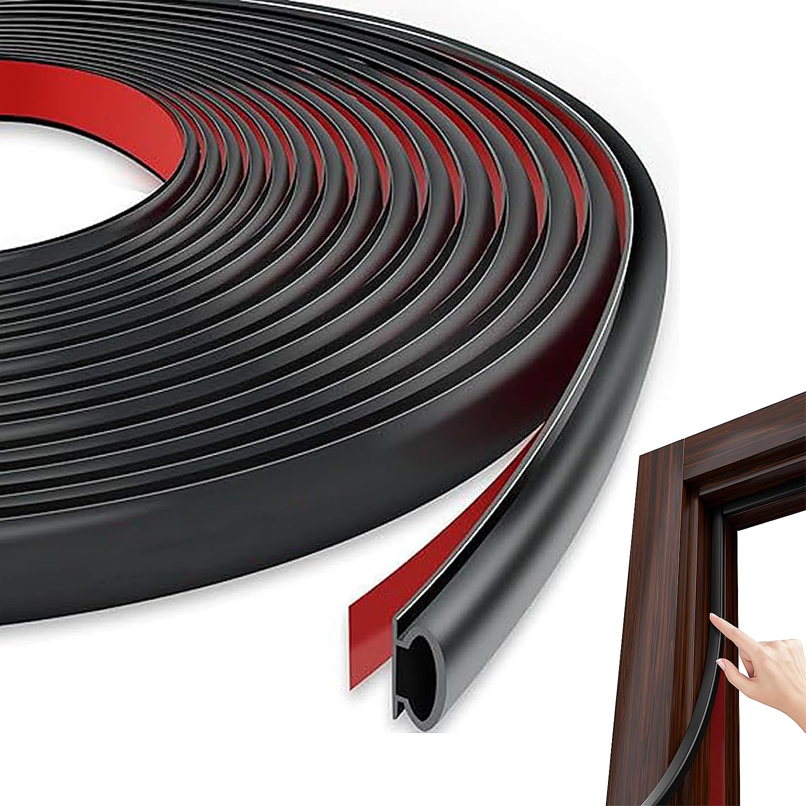 6m Black D-Shape Rubber Weather Stripping Door Seal for Window Frame and Gaps, UPVC Soundproofing Strip for 2.5-5.5mm Gap (Black)