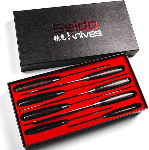 Miniatura 2 de Seido Knives Master Chef - Juego de cuchillos de cocina de 8 piezas, cuchillos culinarios hechos a mano de acero inoxidable de alto carbono,