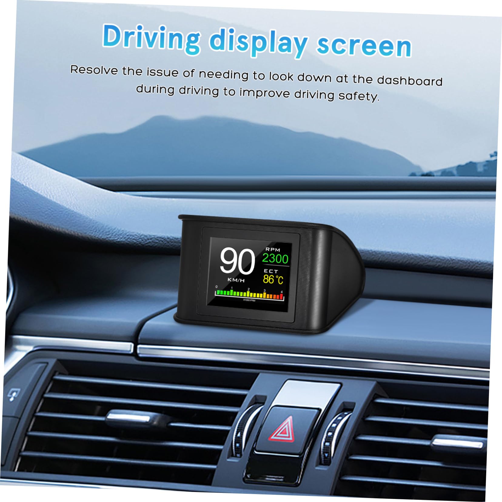 Uonlytech Display Hud Portatile per Auto con Tachimetro Digitale e Navigazione, Schermo Lcd Abs e Pc, per Viaggi e Guida a Lunga Distanza