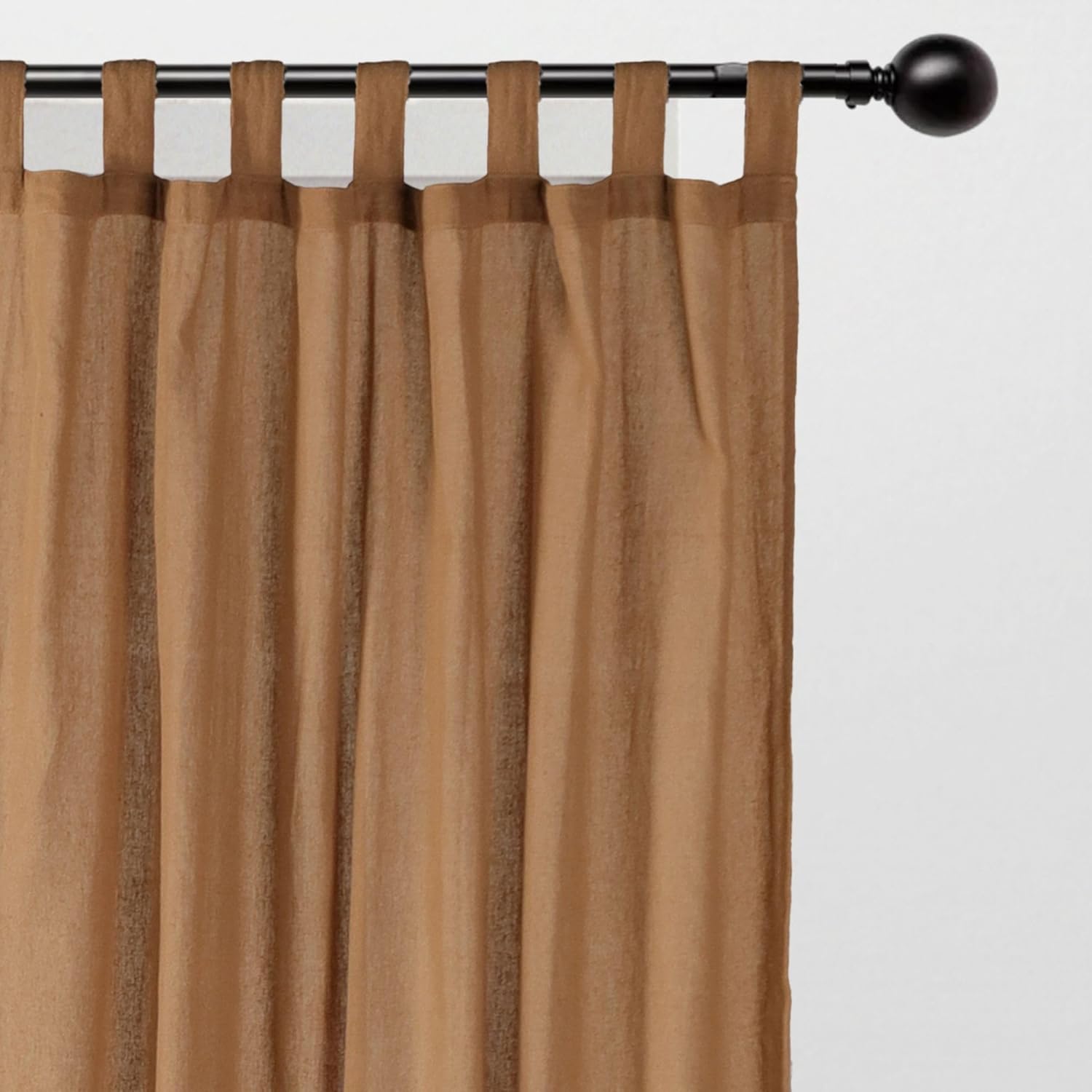 THE ART BOX Natural Gauze Blended Curtains Linen Sabsitute Energy Efficient Light Filtering Tab Top Door Window Treatment 2 Panel Drape for Livingroom (Rust, L 72" X W 42" Each Panel)