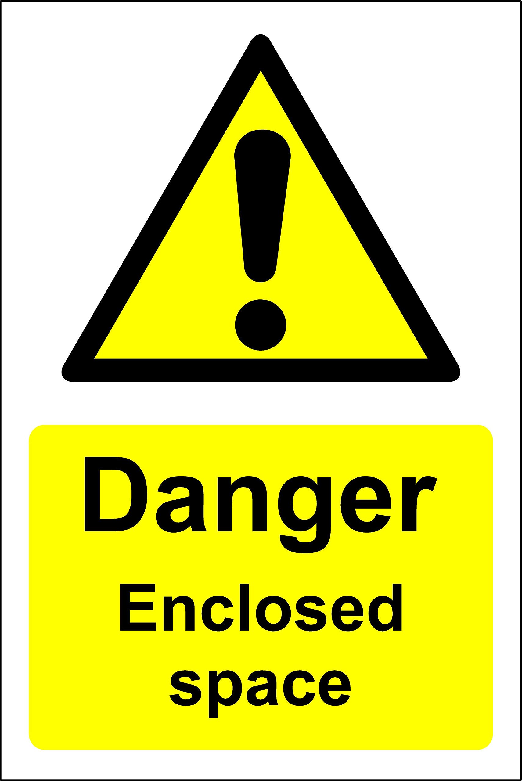 Kpcm Display Ltd Danger Enclosed Space Sign - 1.2Mm Rigid Plastic 300Mm X 200Mm