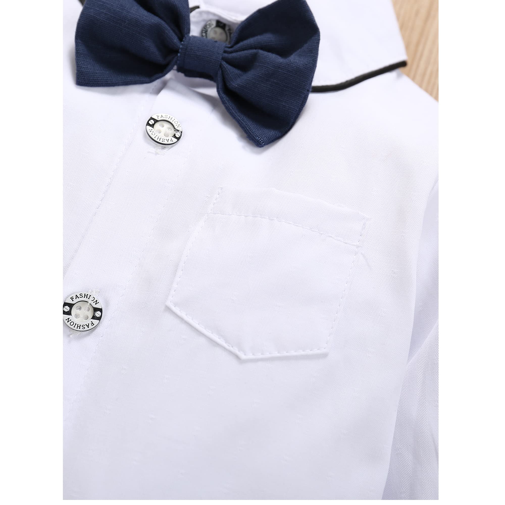 Vestido de bebé para niño, traje formal para hombre, camisa corta con pajarita y pantalones con tirantes
