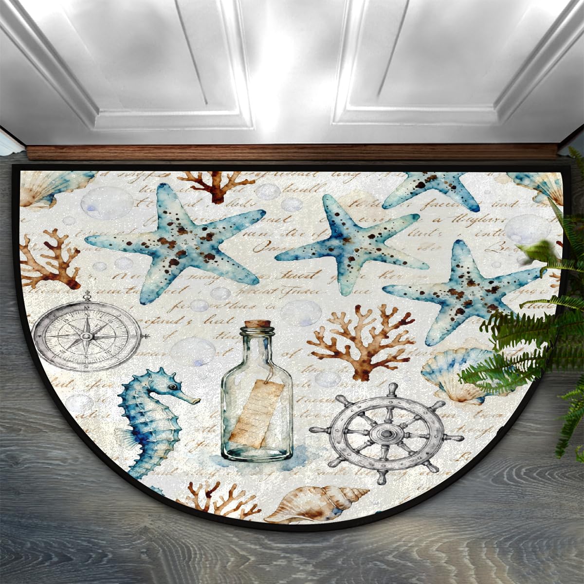 Paillasson demi-cercle tapis semi-circulaire lavable 90 x 60 cm pour toilette