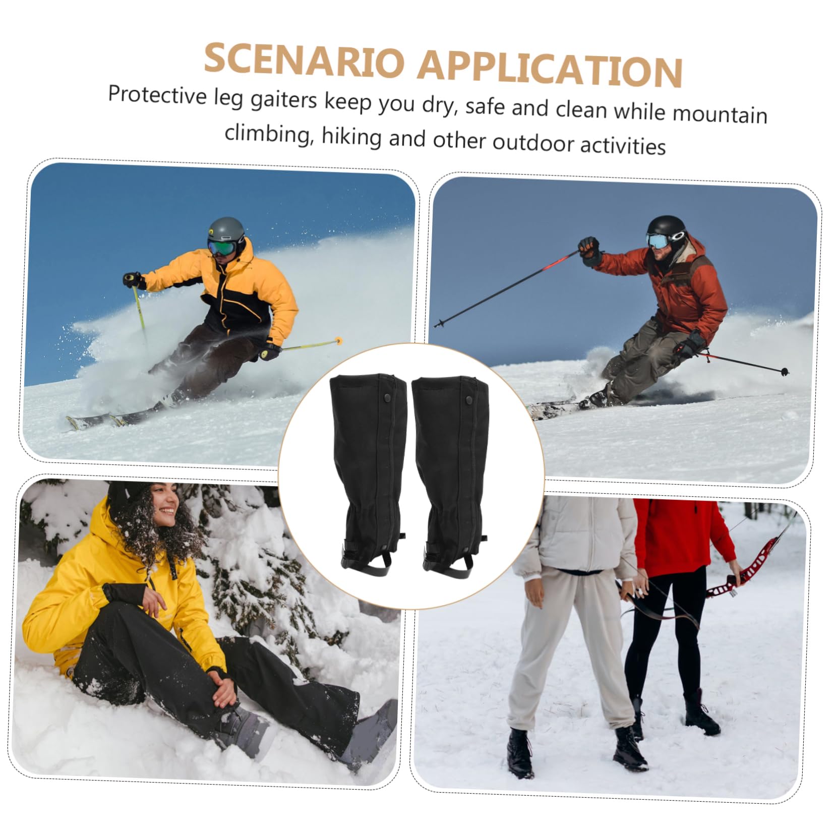 Sanddichtes Bergsteigerschuhwerk Legging Gamasche hohe Gamaschen Outdoor-Wadenärmel Schnee Schuh Gamaschen Kletterbeinschützer Gamaschen für Wanderschuhe Oxford-Stoff Black