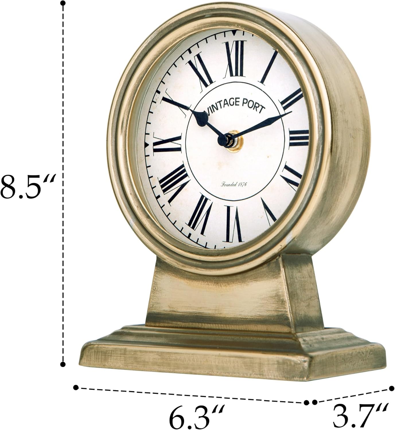 NIKKY HOME Vintage Gold Mantle Clock, Silent Non-Ticking Battery Operated Rustic Table Desk Shelf Clock for Living Room Decor