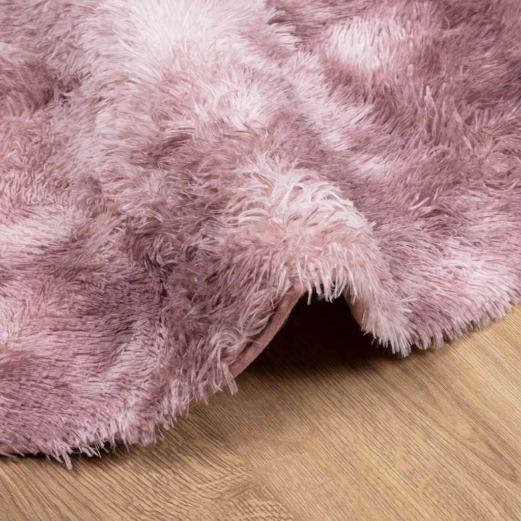 Tapis Shaggy à Poils Longs NAVARRA Rose poudré, 240 x 240 cm, 100 pour Cent Polyester, Dessous antidérapant, pour Salon Chambre Bureau, Moelleux au Sol