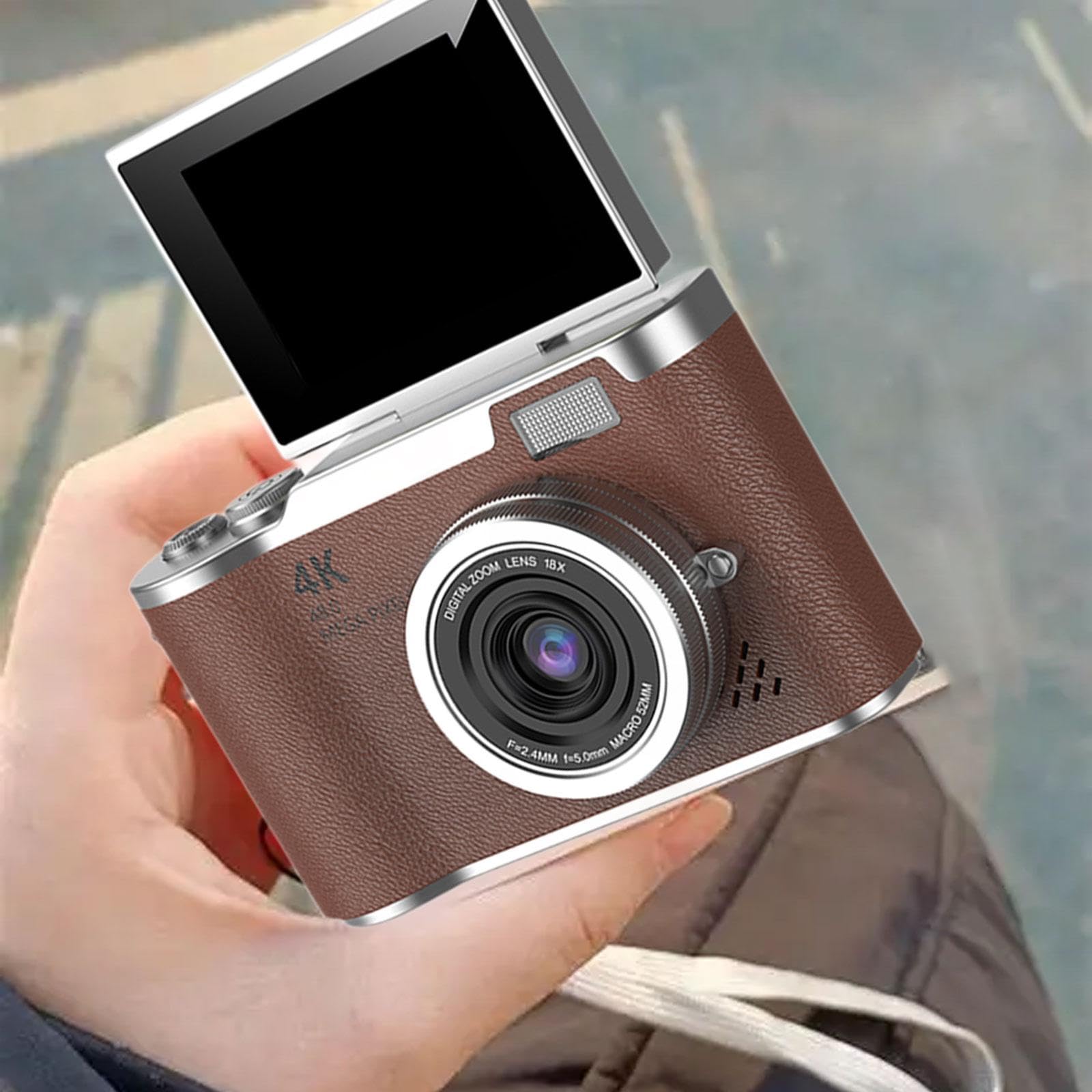 Appareil Photo Numérique 48 MP, 8X, Idéal pour Les étudiants et Les Débutants, Couleur Marron Thanksgiving