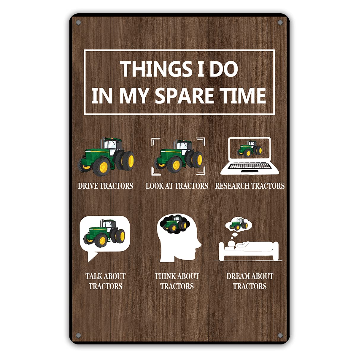 Preeklen Tin Sign 066 Things I Do In My Spare Time Tractors Metal Tin Sign Wall Decor Farm Tractor Driver Art Signs For Home Decor Gifts 6X8 Inch