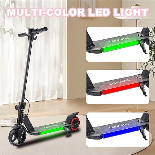 Miniatura 7 de Scooter eléctrico para niños de 6 a 12 años, motor de 150 W, 4711 mph, 60 minutos de tiempo de conducción, velocidad ajustable, pantalla LED, luces