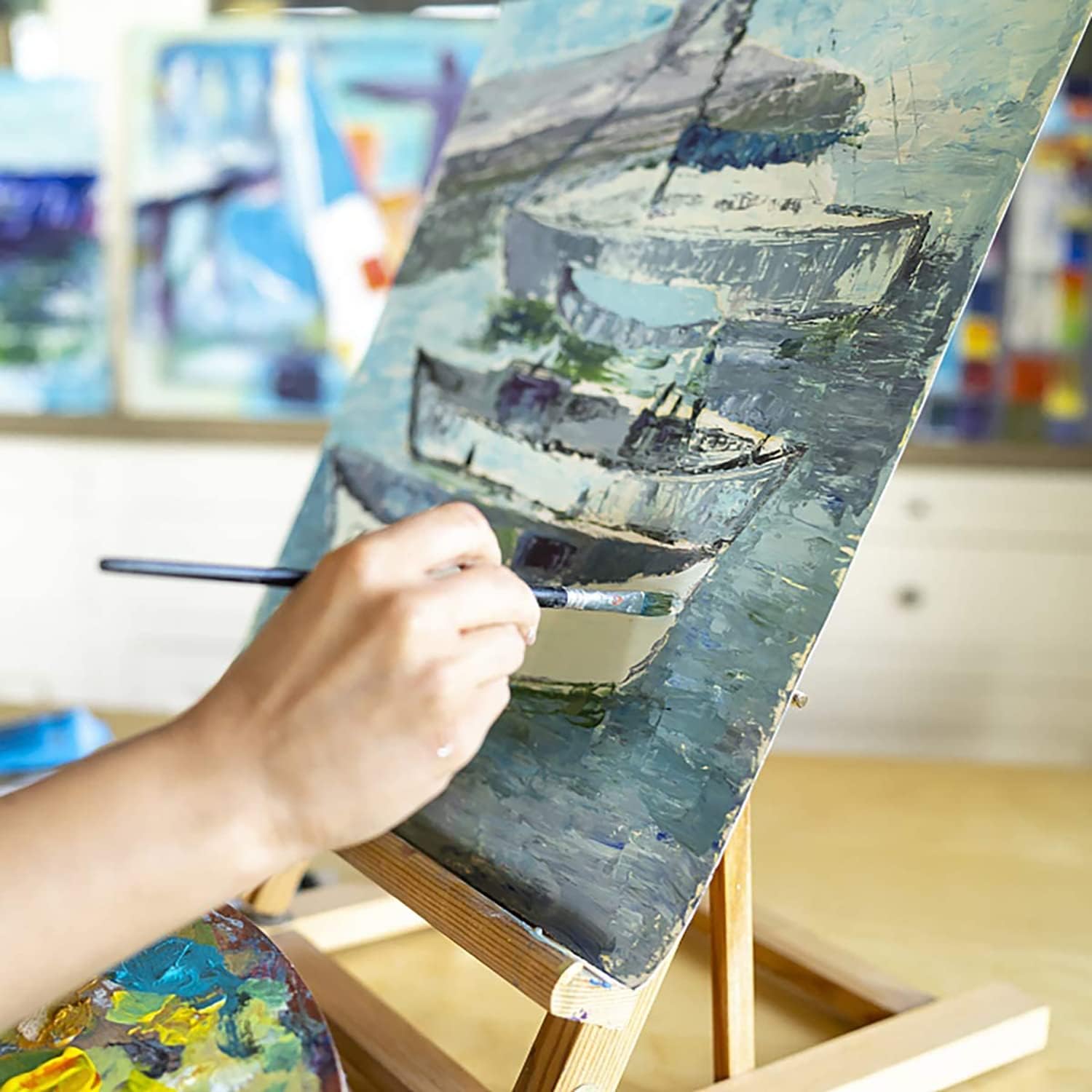 GOTIDEAL Canvases for Painting, 12x12 inch of 12, Professional Primed White Blank Flat Canvas Panels- 100% Cotton Artist Canvas Boards for Acrylics Painting, Oil Watercolor Tempera - Image 5