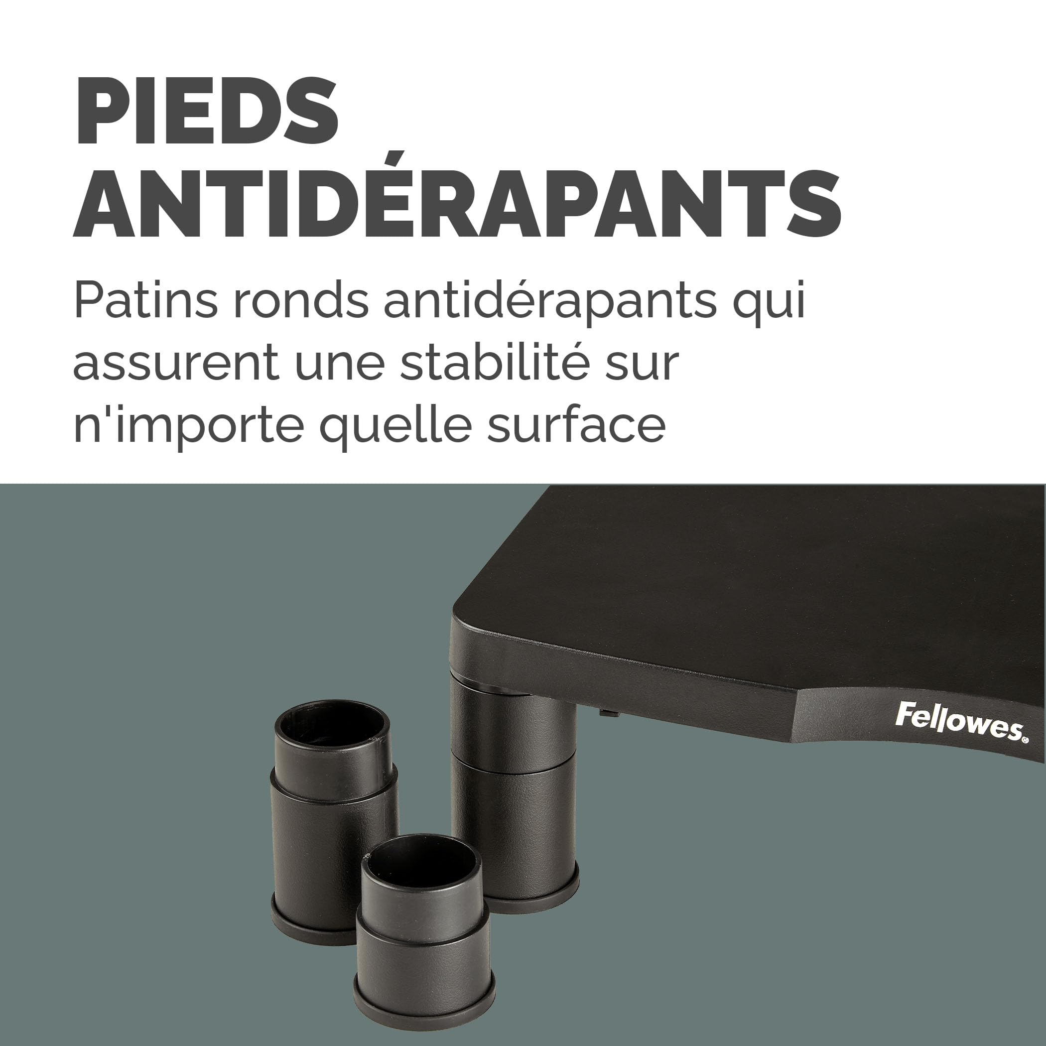 Fellowes Support d'écran Everyday Noir Réglable en Hauteur 3 Niveaux Ergonomique Gestion des câbles Charge Max 27 kg
