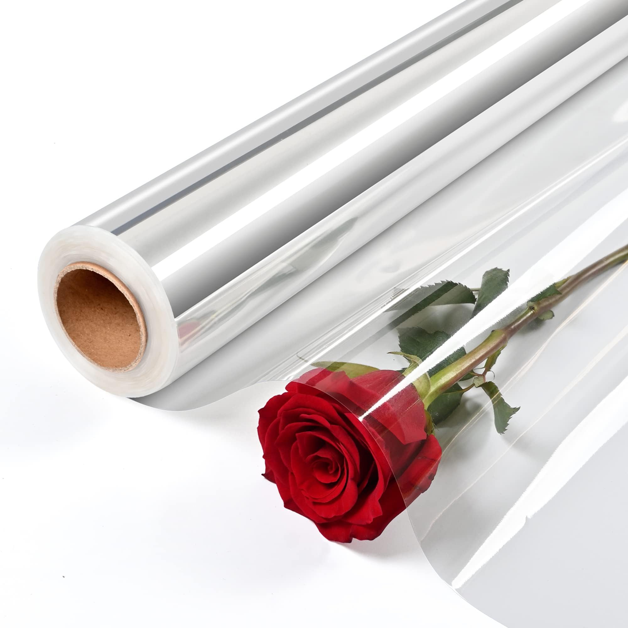 SYOSI Clear Cellophane Wrap Roll | 43CM x 30M Transparent Gift Wrap for Florist, Food, Candy, Birthday, Wedding, Baby Shower Gifts & Crafts