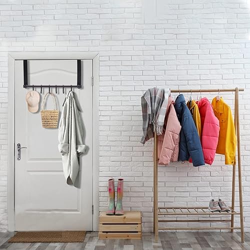 Miniatura 8 de Ganchos para colgar sobre la puerta, 6 ganchos para colgar sobre la puerta, organizador de puerta resistente de aluminio para toallas, bata,