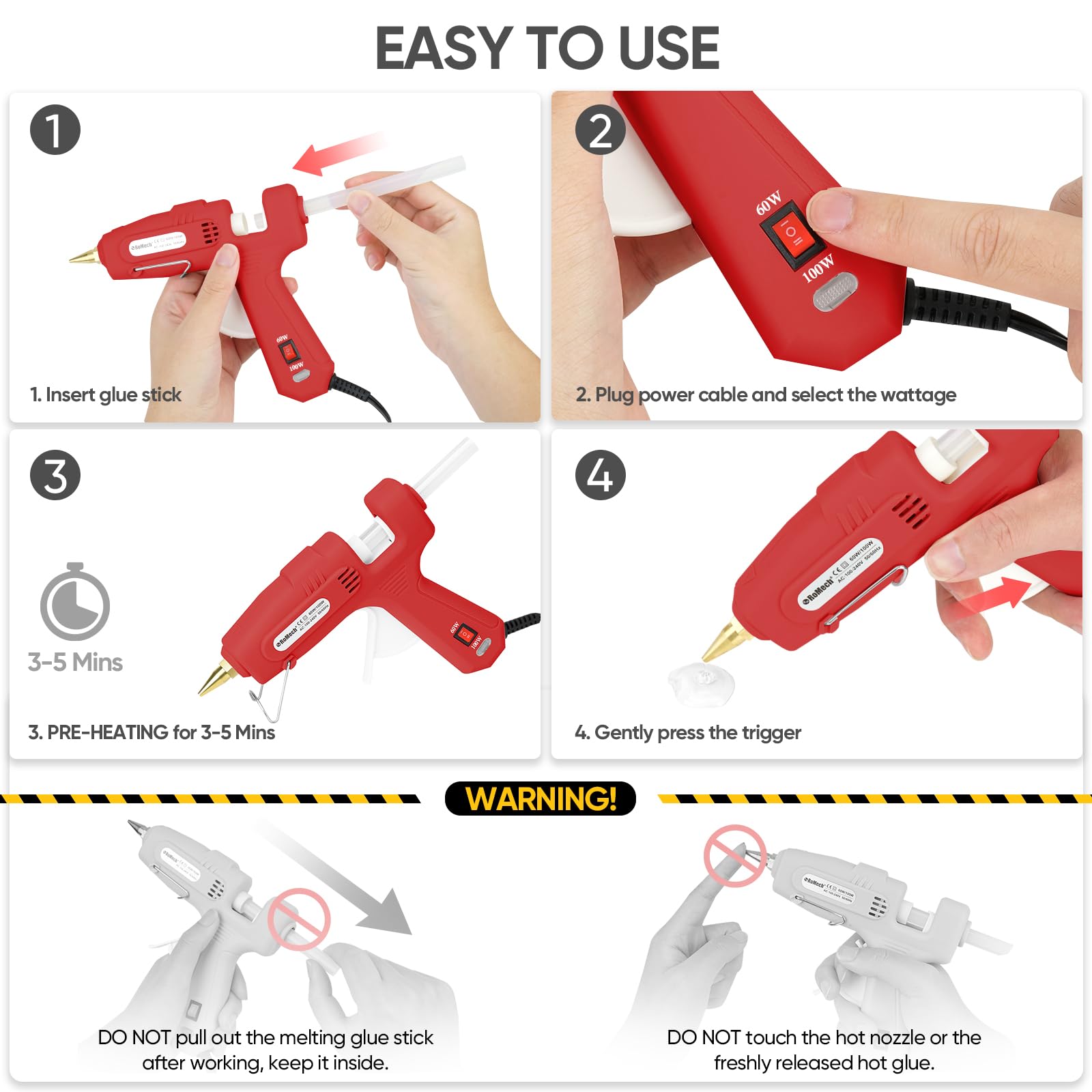ROMECH Hot Glue Gun - Dual Temp & Sticks -6