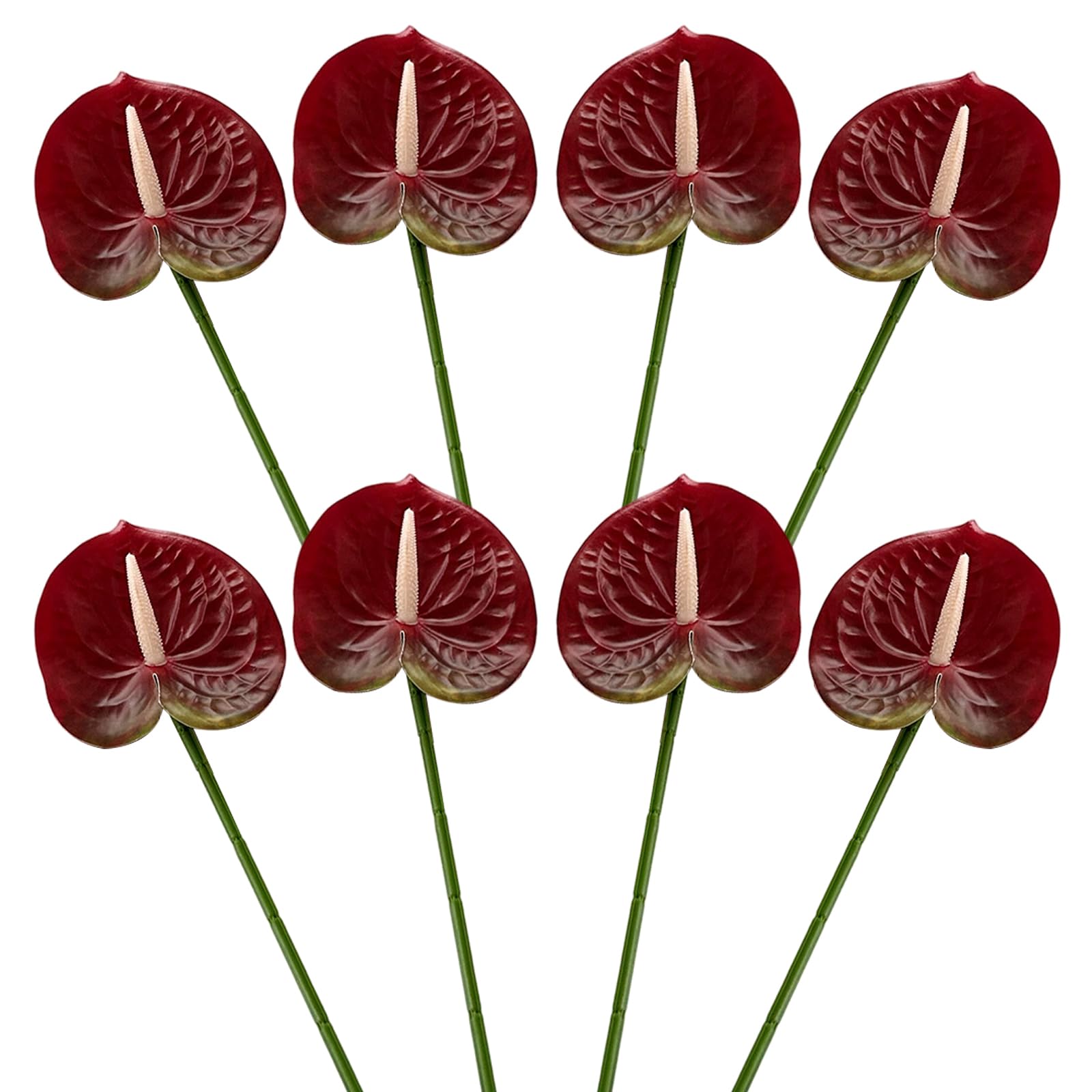Ginwrek Anthurium 8Pcs Anthurium Artificial Flowers, Lifelike Floral Decor for Home Wedding Centerpieces, 24 Inch Tropical Flowers Bulk