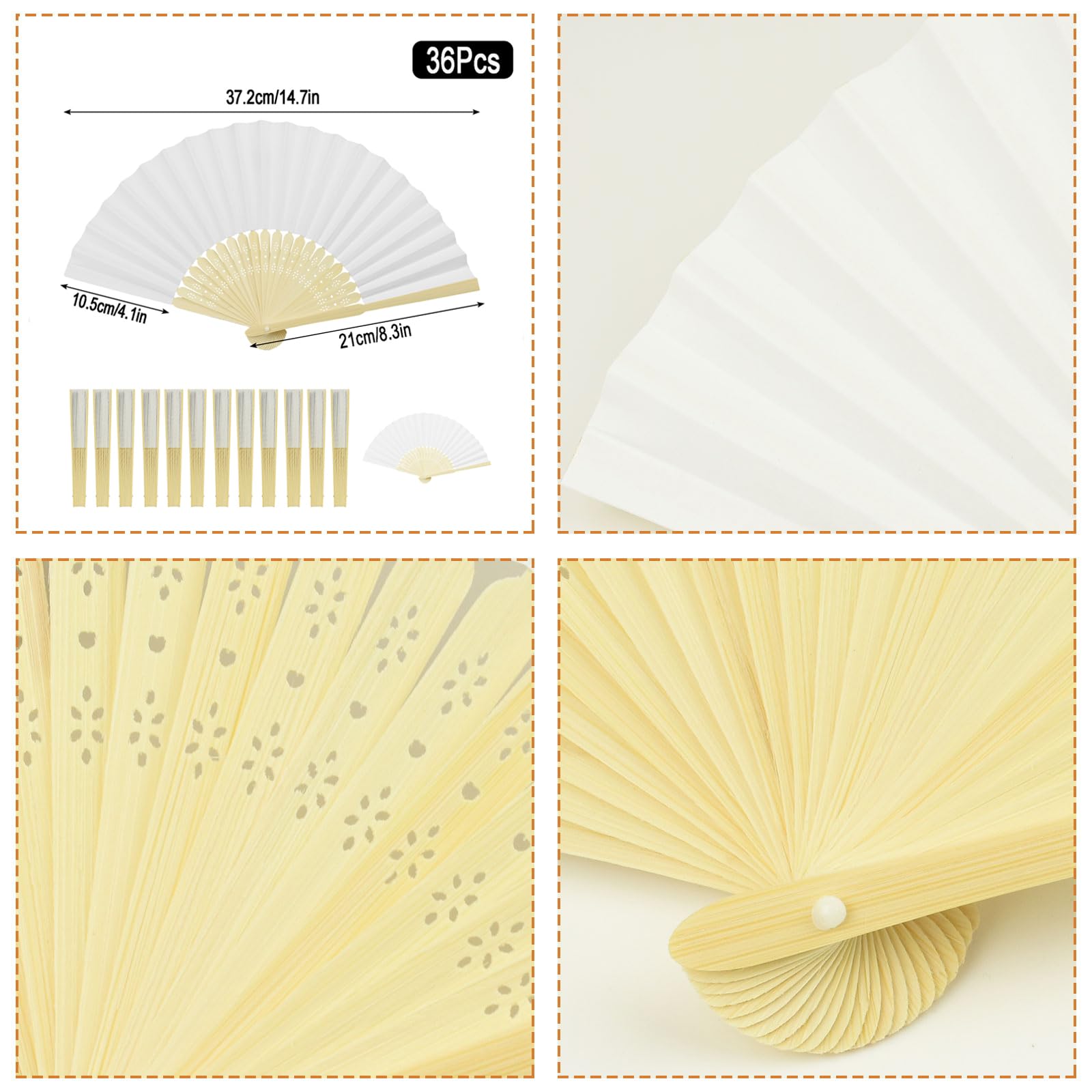 AolKee 28 stuks papieren fans handheld, witte opvouwbare ventilator, bruiloft decoraties, bruidsmeisje cadeau, vrijgezellenfeest accessoires, doe-het-zelf wanddecoratie, huwelijksgeschenken