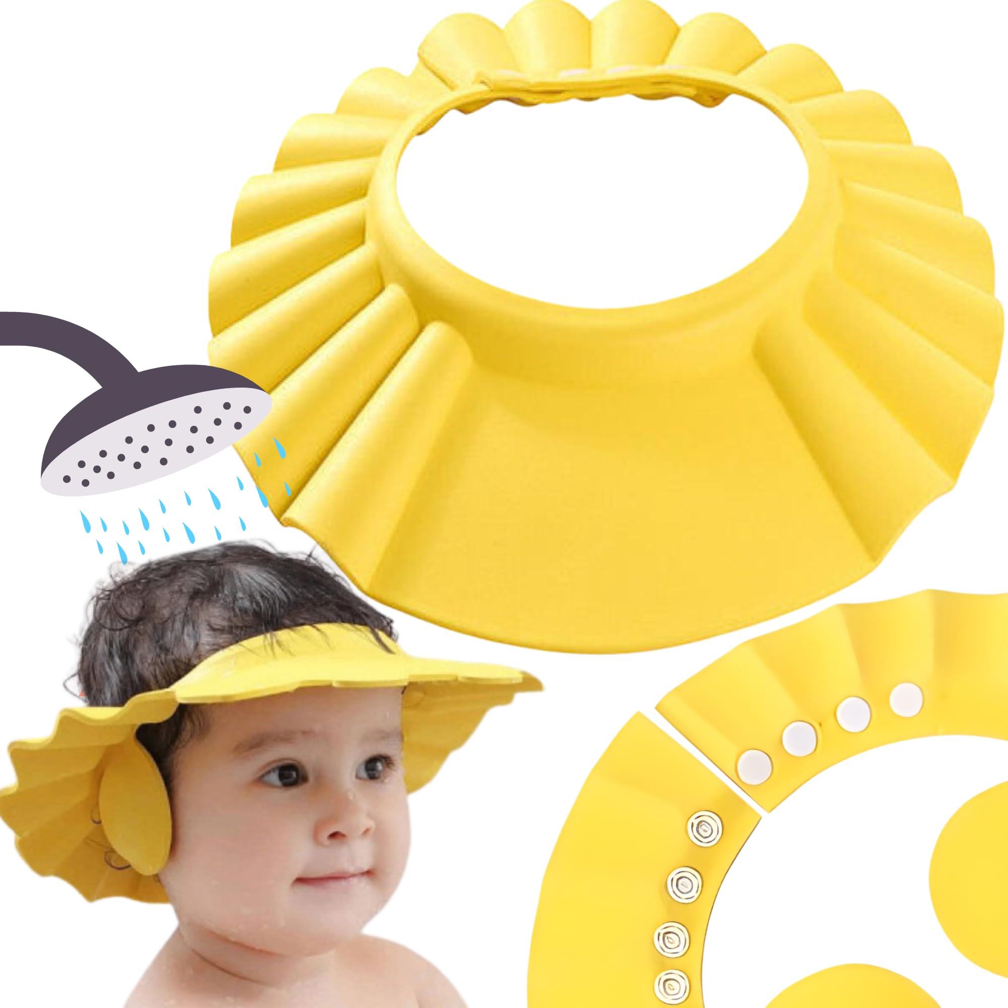 Casquette de Bain Enfant - Casquette De Bain Pour Bébé, Visière Bain, Chapeau Bebe, Idéal pour Shampoing Enfant et Douche Bebe