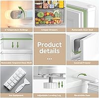 Vista 7 de BANGSON Mini Fridge with Freezer, 2 Door Small Refrigerator with Freezer, Small Fridge for Bedroom, 3.2 CU.FT, For Home, Office, Dorm, Garage or RV