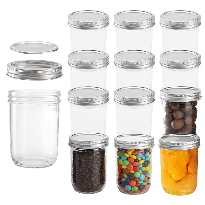 Buy Cedilis 12 Pack 16oz Wide Mouth Mason Jar with Lids and Bands