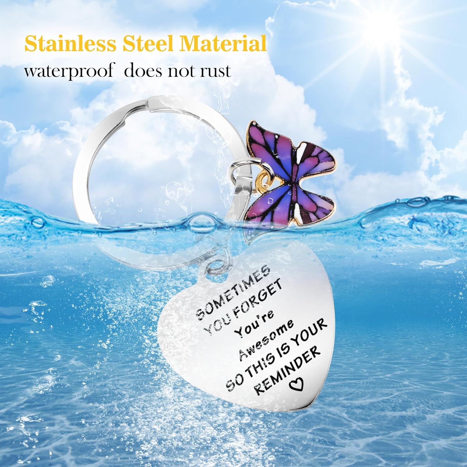 cobee 10 Pcs Inspirational Keychains for Women, Funny Butterfly Keychain Motivational Encouragement Thank You Gifts - Image 6