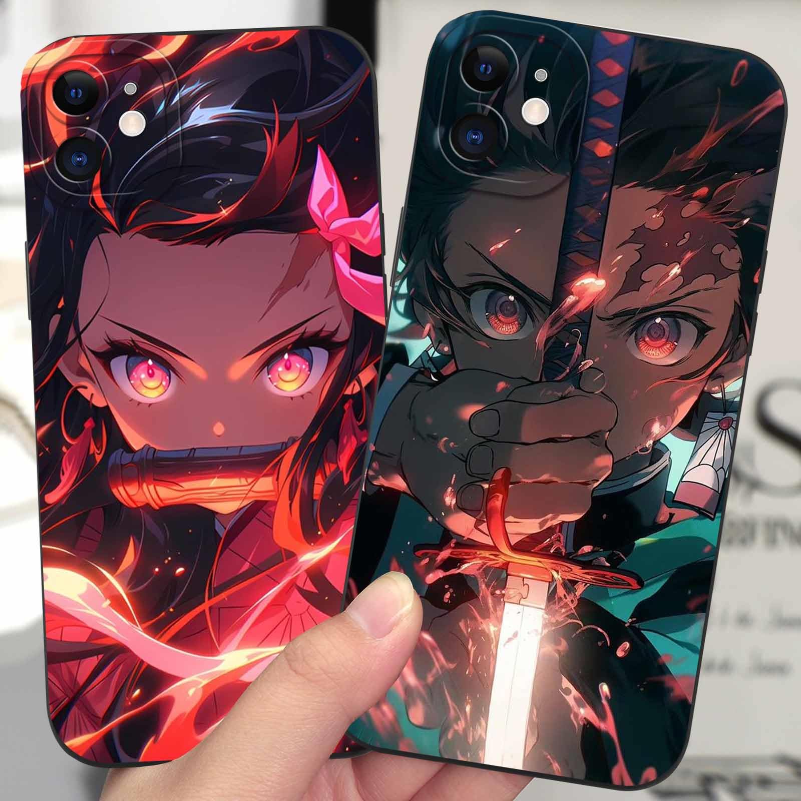 LunarDrift 2 Custodie Anime Per Xiaomi Redmi Note 12 Pro 5G | Cover Demon Slayer Nezuko Tanjiro, TPU Antiurbo Con Protezione Lente