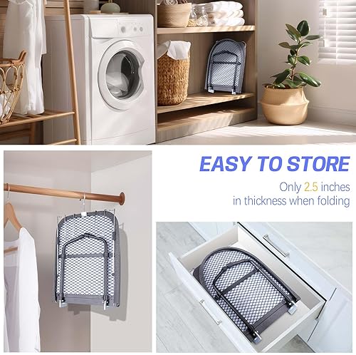 Miniatura 6 de Tabla de planchar de mesa con soporte de hierro, panel de malla metálica pequeña tabla de planchar con cubierta resistente al calor, tabla de hierro