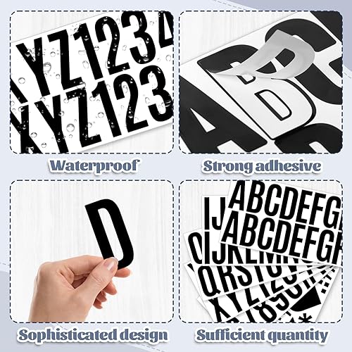 Miniatura 10 de 12 hojas de calcomanías coloridas con números de letras, kit de letras de vinilo autoadhesivas de 2.5 pulgadas, calcomanías de números de buzón para