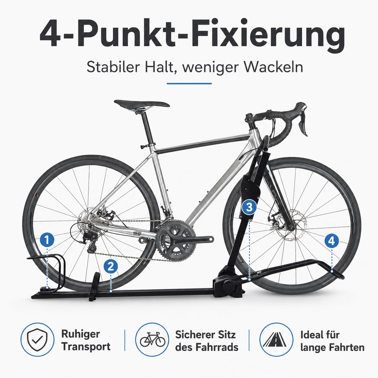 Fahrrad Dachträger E-Bike mit Diebstahlschutz für Auto SUV bis 38 Zoll | Mit Doppelverriegelung und Vierpunkt-Befestigung Einstellbare Höhe 75-98cm für sicheres Transportieren