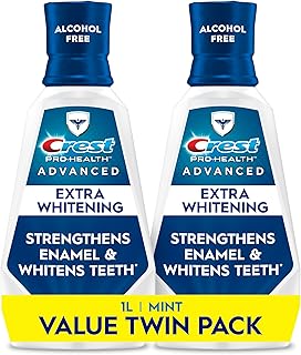 Crest Pro-Health Advanced Mouthwash, Alcohol Free, Extra Whitening, Energizing Mint Flavor, 2x946mL (32 fl oz)