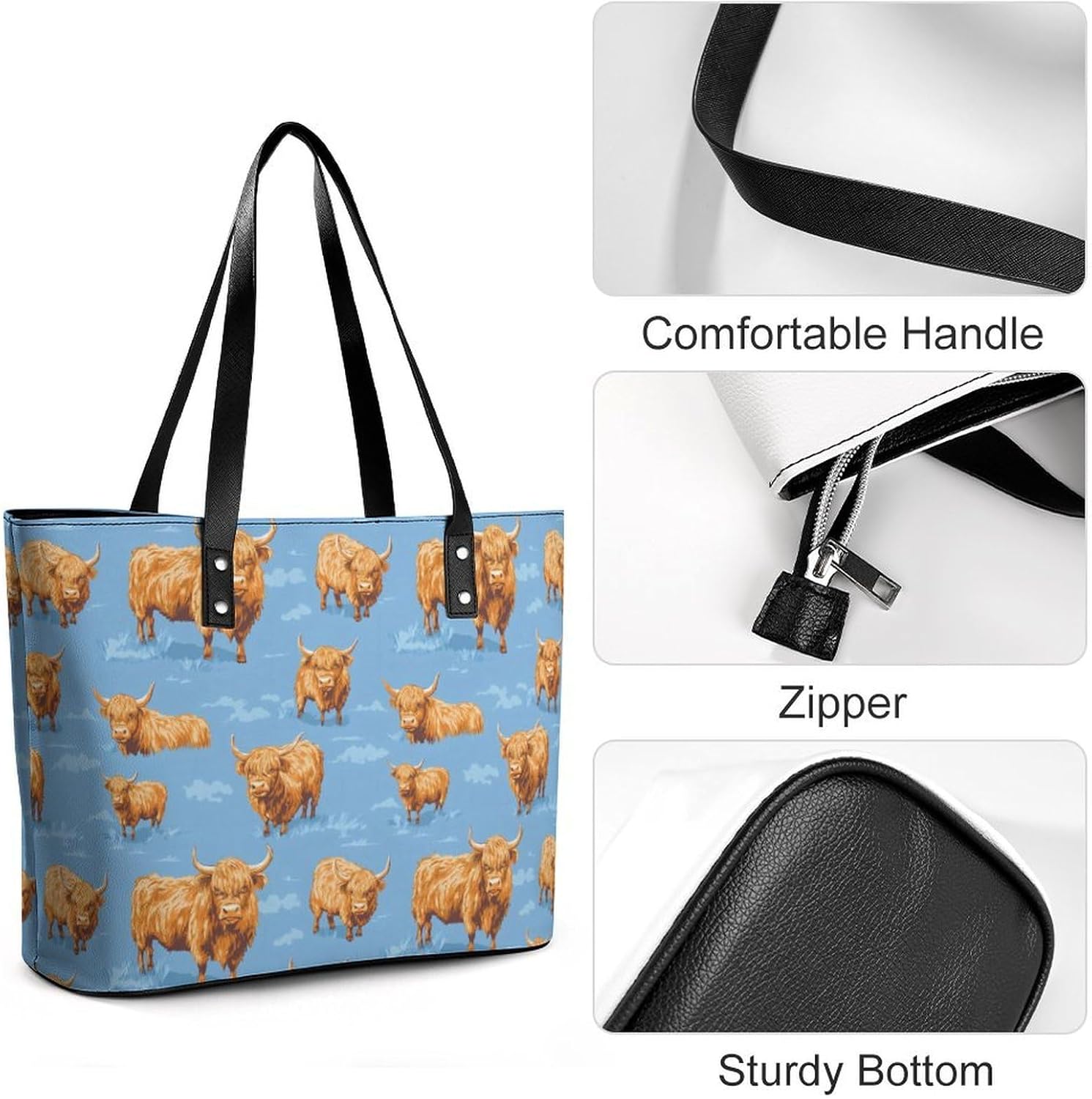 Highland Cows Pattern Women's Satchel Handbags Tote Shoulder Bag Purses for Travel Shopping Work