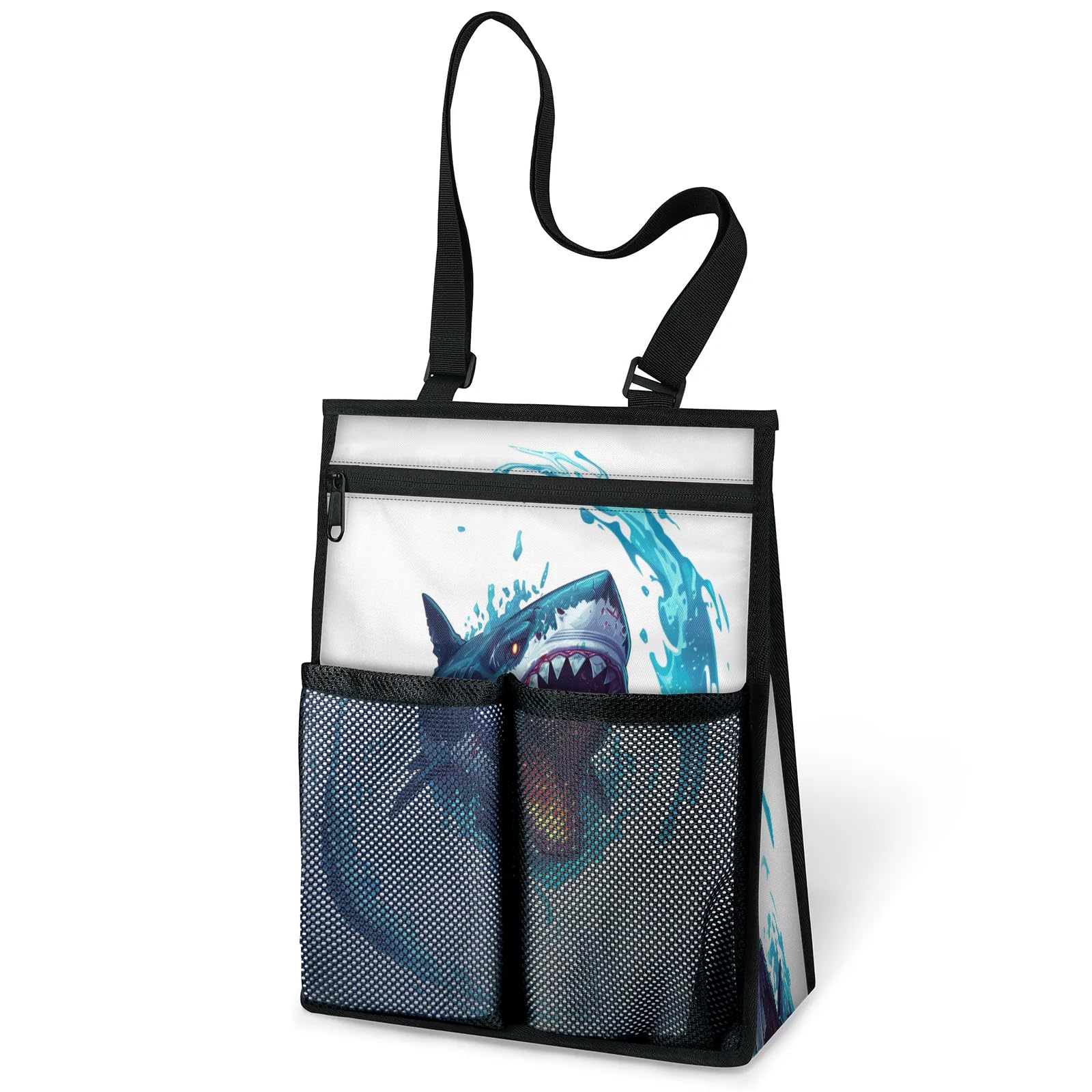 Ourtheme Shark Pattern Portable Shower Bag for Travel Gym Camp Beach Tote Shower Caddy Bags Hanging Toiletry Organizer
