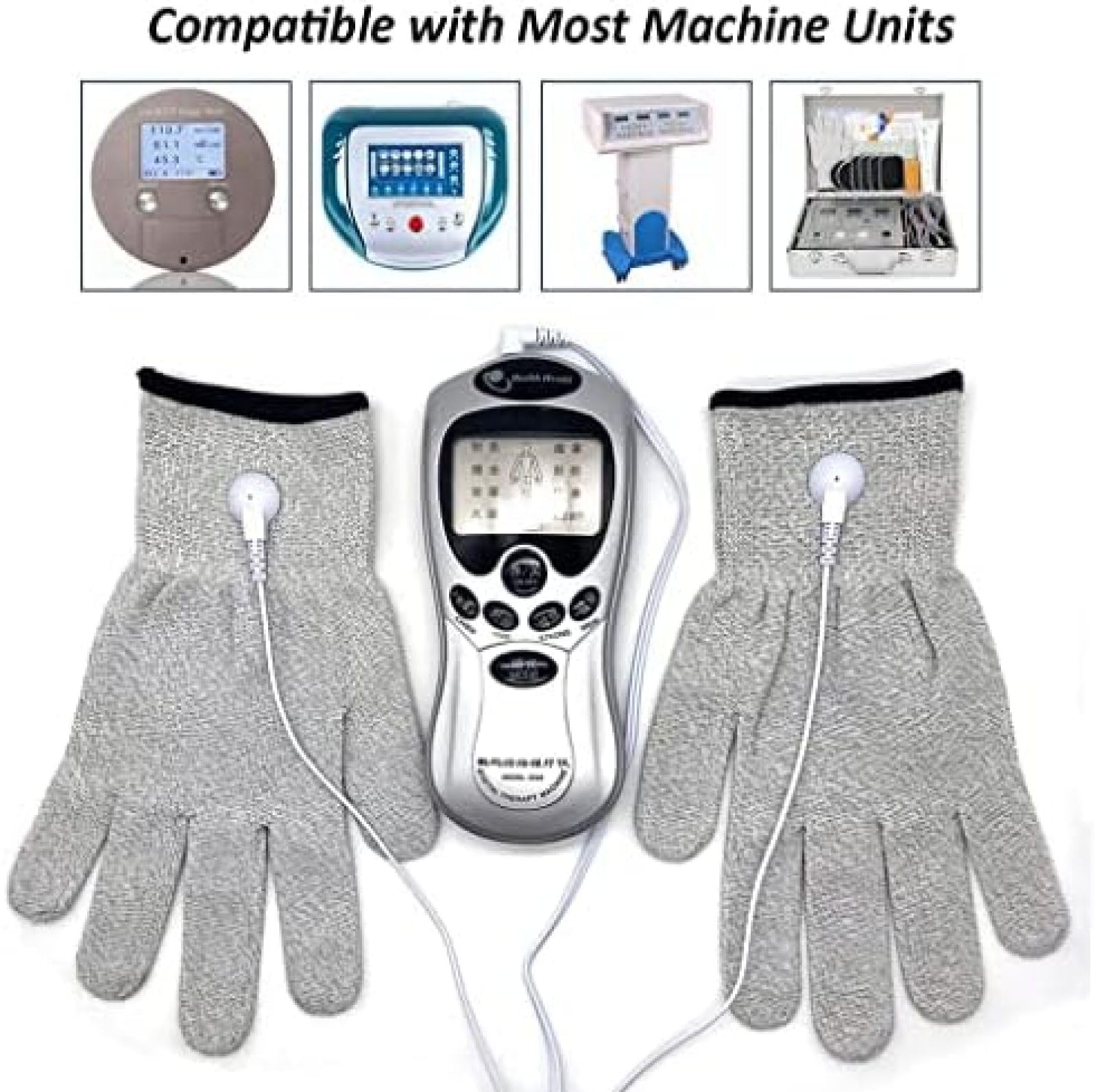 Paquete de 3 Guantes de microcorriente para Masaje Facial con electrodo TENS/EMS de Fibra conductora para Adelgazar el Cuerpo y reafirmar el Dolor