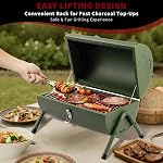 Portable Charcoal Grill, Tabletop Outdoor Barbecue Smoker, Small BBQ Grill for Outdoor Cooking Backyard Camping Picnics Beach GREEN by DNKMOR