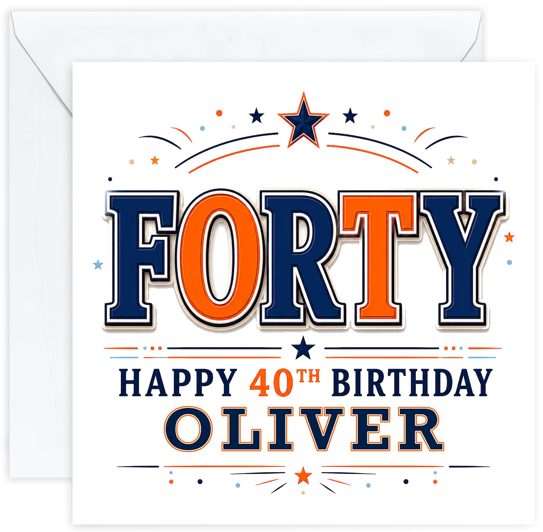 Personalised 40th Birthday Card for Men with Name | Fortieth Birthday Card for Him | 40 Year Old Birthday Card | Husband Dad Son Brother Friend (Design 09)