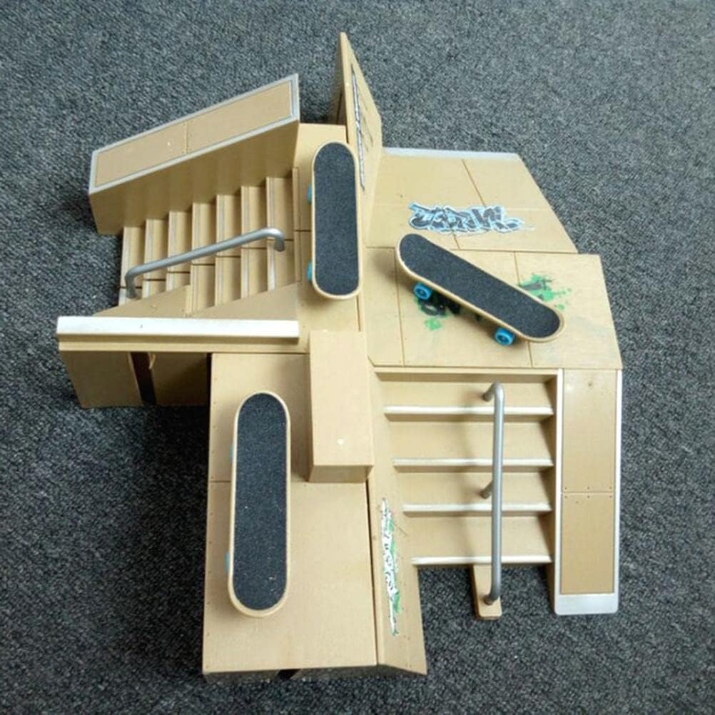 JTLB Skate Park Kit Ramp Parts for Finger Skateboard Durable Parks Training Props Made of ABS Material Suitable for Kids 3 Years Old and Above