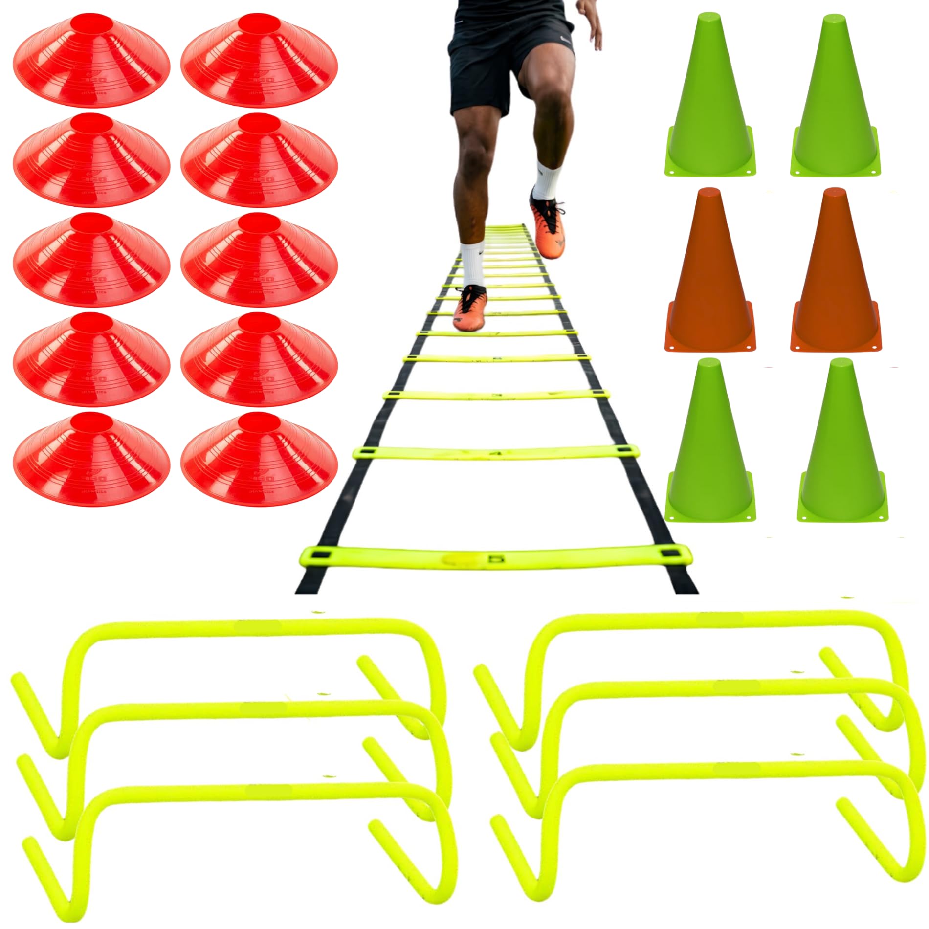 Agility Training Kit Combo with 4 Meter Speed Ladder, 6 Speed Hurdles, 10 Marker Disc Cones & 6 Training Cones | Football, Cricket, Volleyball, Fitness & Sports Speed Training Equipment Set-image-10