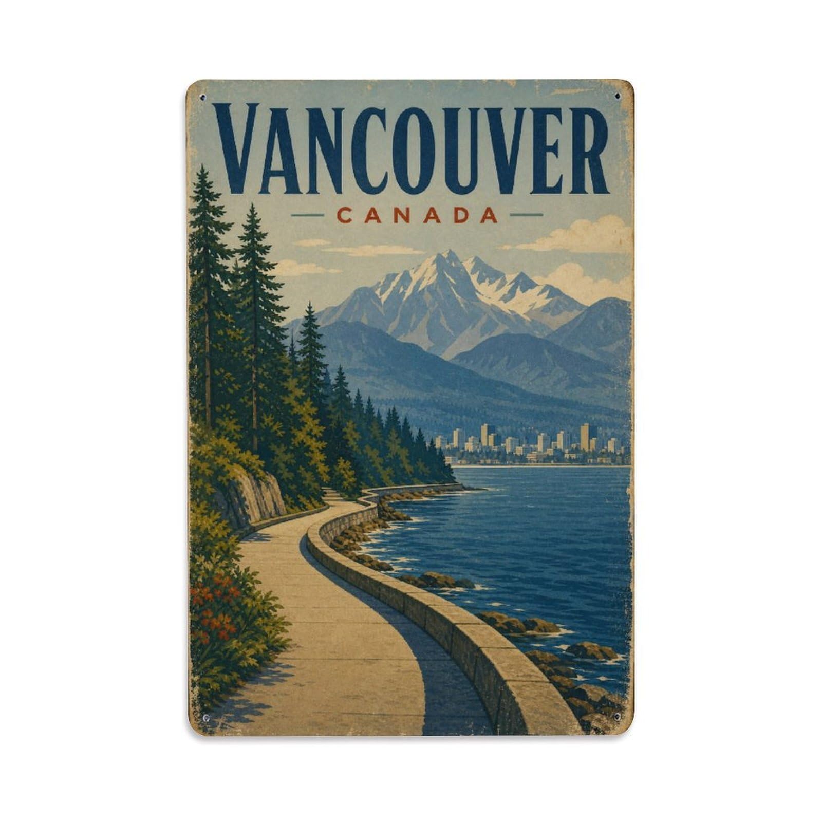 Retro Travel Canada Vancouver Metal Tin Sign