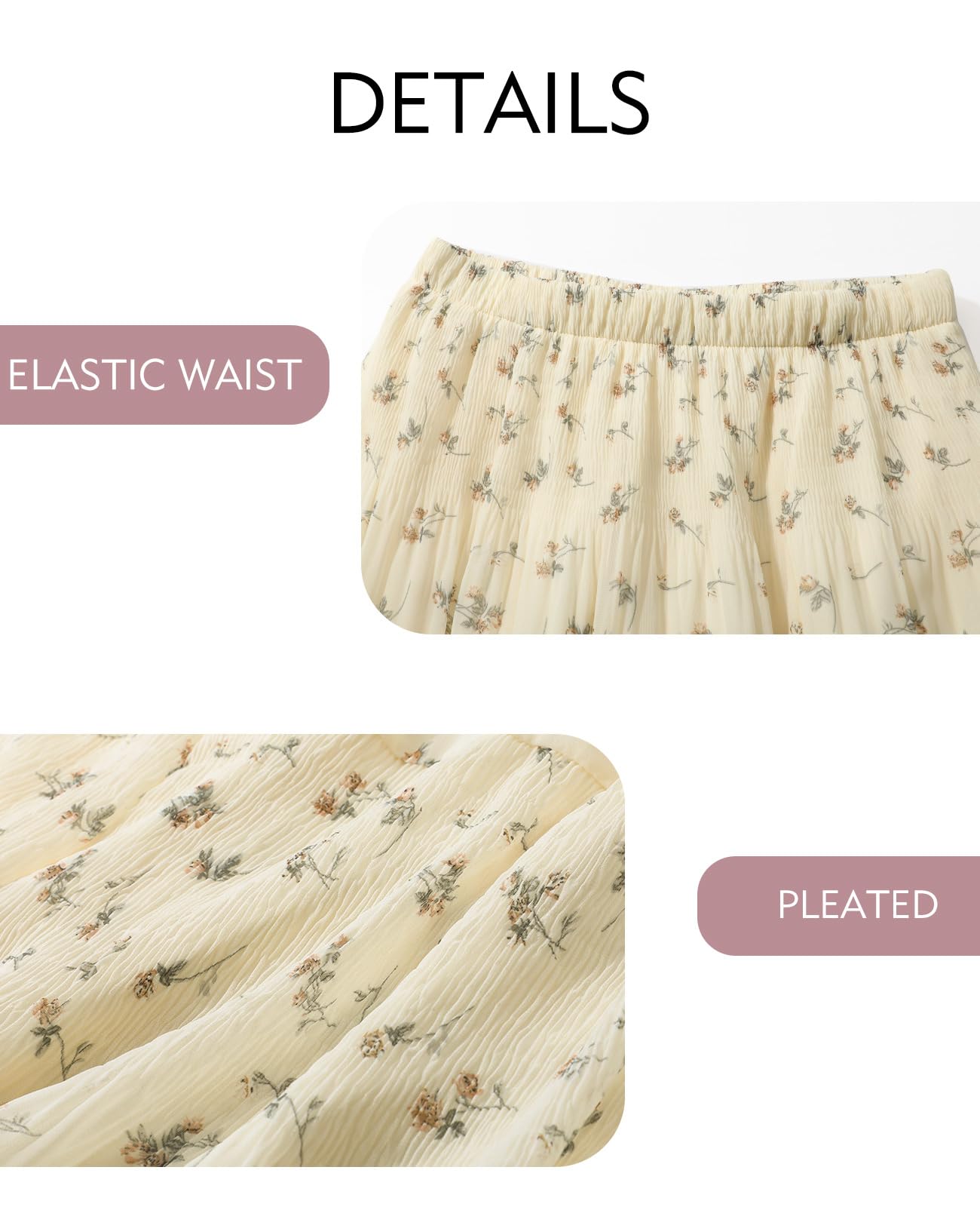 Genfien Damskie eleganckie spódnice z wysokim stanem z wysokim stanem szyfonowa spódnica z letnią podszewką boho