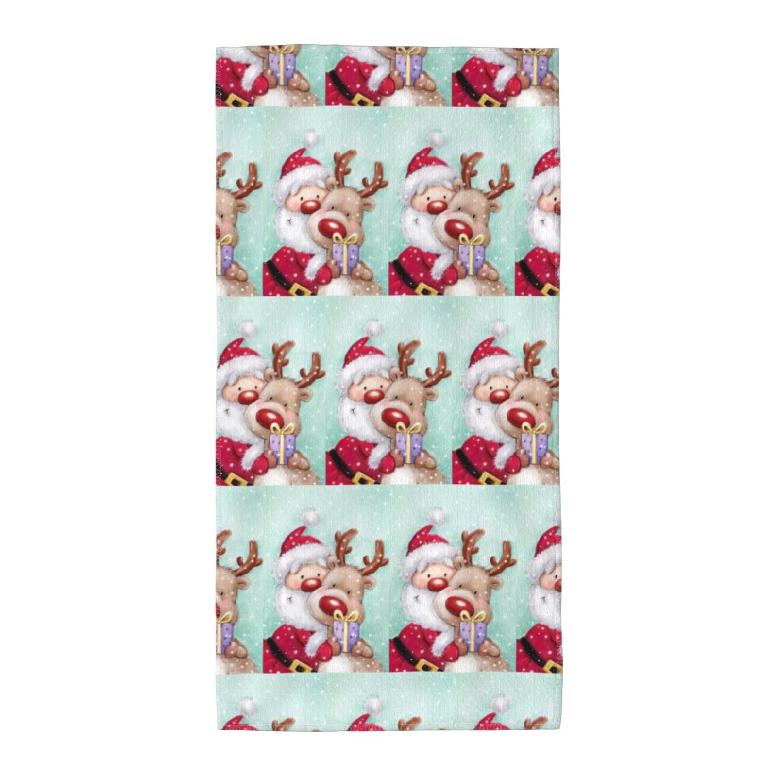 Merry Christmas Soft Absorbent Long Towel For Gym Sports Picnic Leisure Use