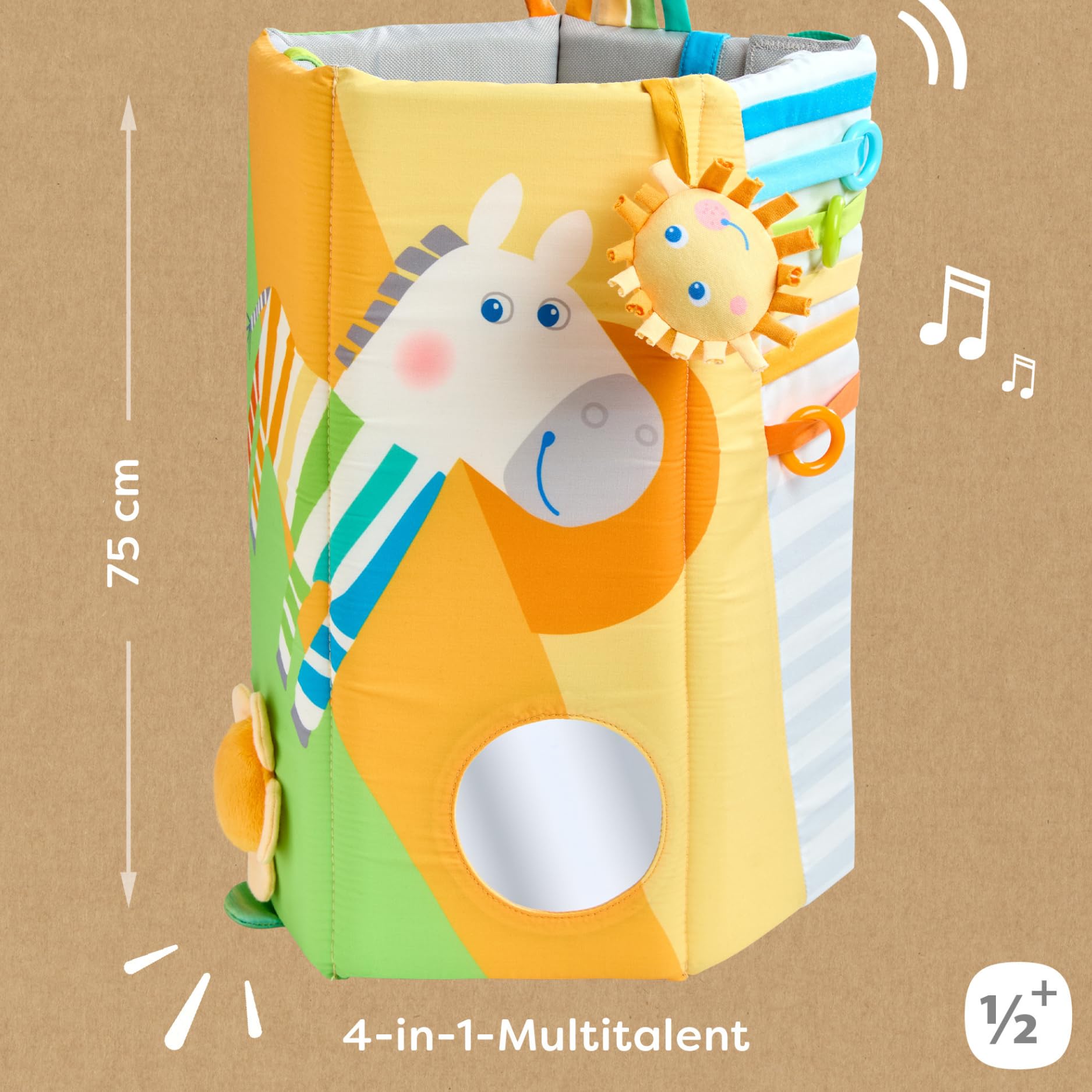 HABA Baby Entdeckerrolle Zebra – Erstes Baby-Spielzeug 4-in-1 Multitalent ab 6 Monaten mit spannenden Effekten & Activity-Trainer – 2012336001