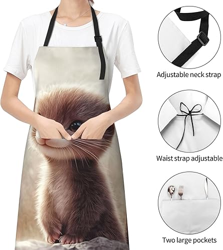 Miniatura 4 de Waterproof Apron With 2 Pockets,Kitchen Chef Aprons Bibs For Cooking Baking Painting Gardening Grooming