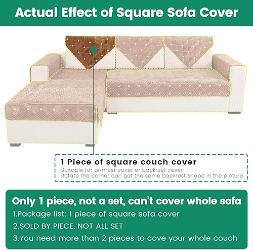 Miniatura 3 de TEWENE, Funda de respaldo para sofá seccional, funda de terciopelo antideslizante en forma de L, funda de sofá seccional para perros, funda de sofá