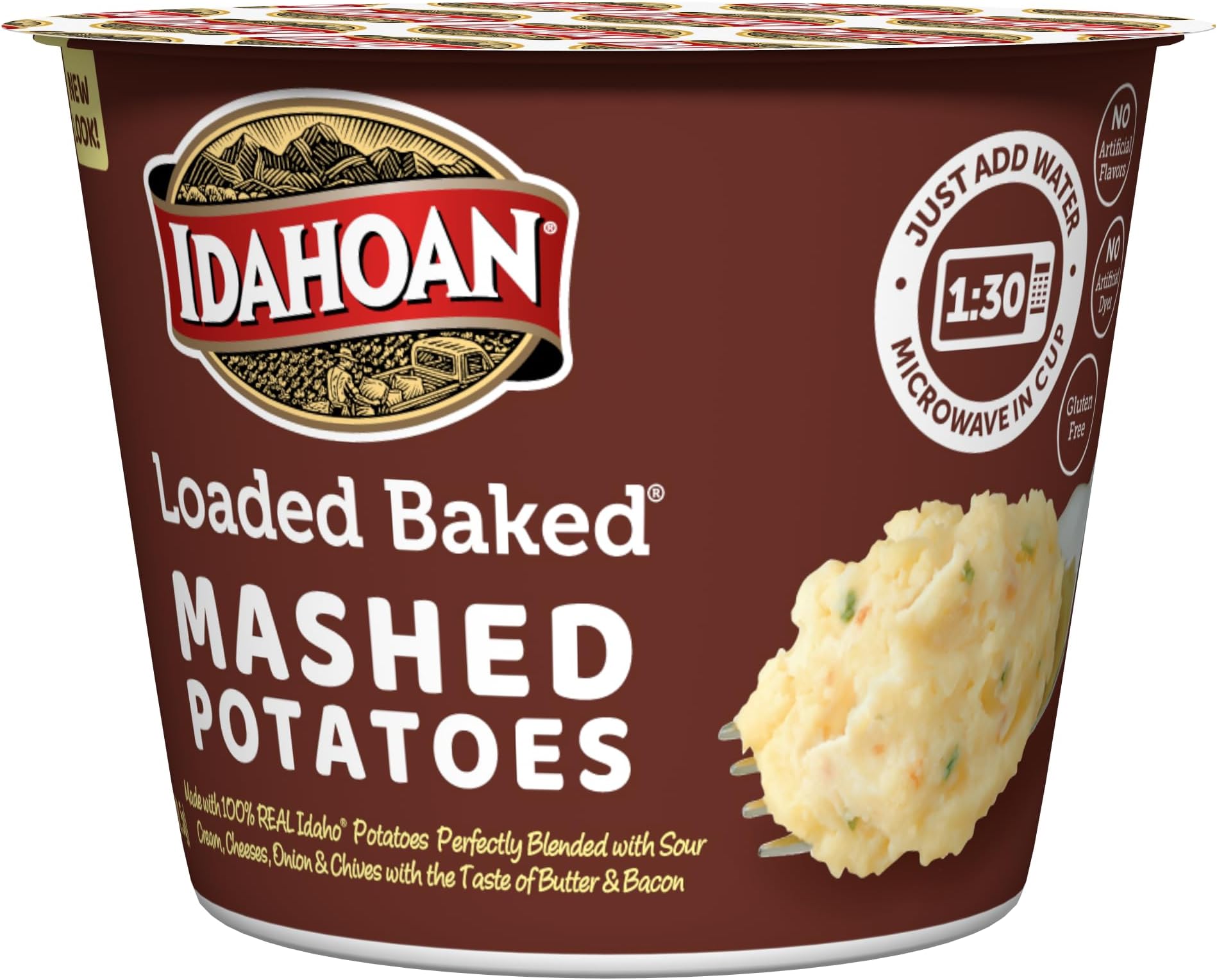 Idahoan Loaded Baked Mashed Potatoes Cup, 100% Real Idaho® Potatoes, Microwavable, Gluten-Free, 1.5 Ounce (Pack of 10)