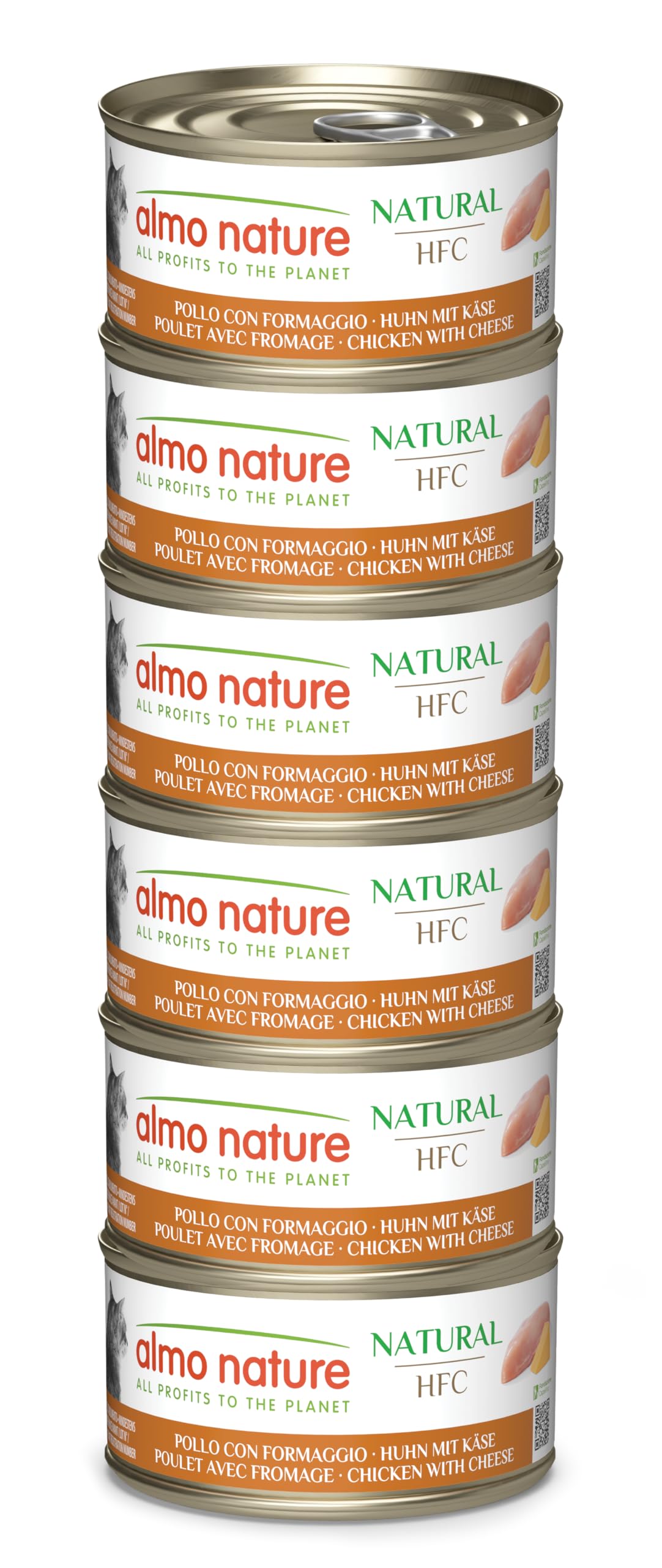 Almo Nature 70G Almo Nature Hfc Natural Cans Saver Pack For Cats 24 X 70G - Chicken With Cheese