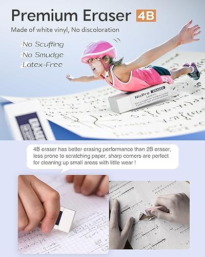 Miniatura 5 de Nicpro Blocky Gear Series - Juego de lápices mecánicos de 0.020 in en estuche, lápices de metal de la serie Blocky Gear con 2 recambios de plomo HB