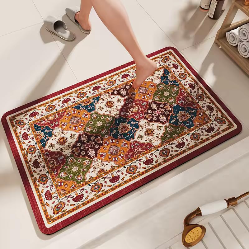 Image of MAXOSHINE PVC Bathroom Mats Anti Slip | Water Absorbent Bath Floor Mat | Quick Dry Anti Skid Bathroom Mats for Home | Door Mat for Wet Area 40x60 CM (Persian Brown)