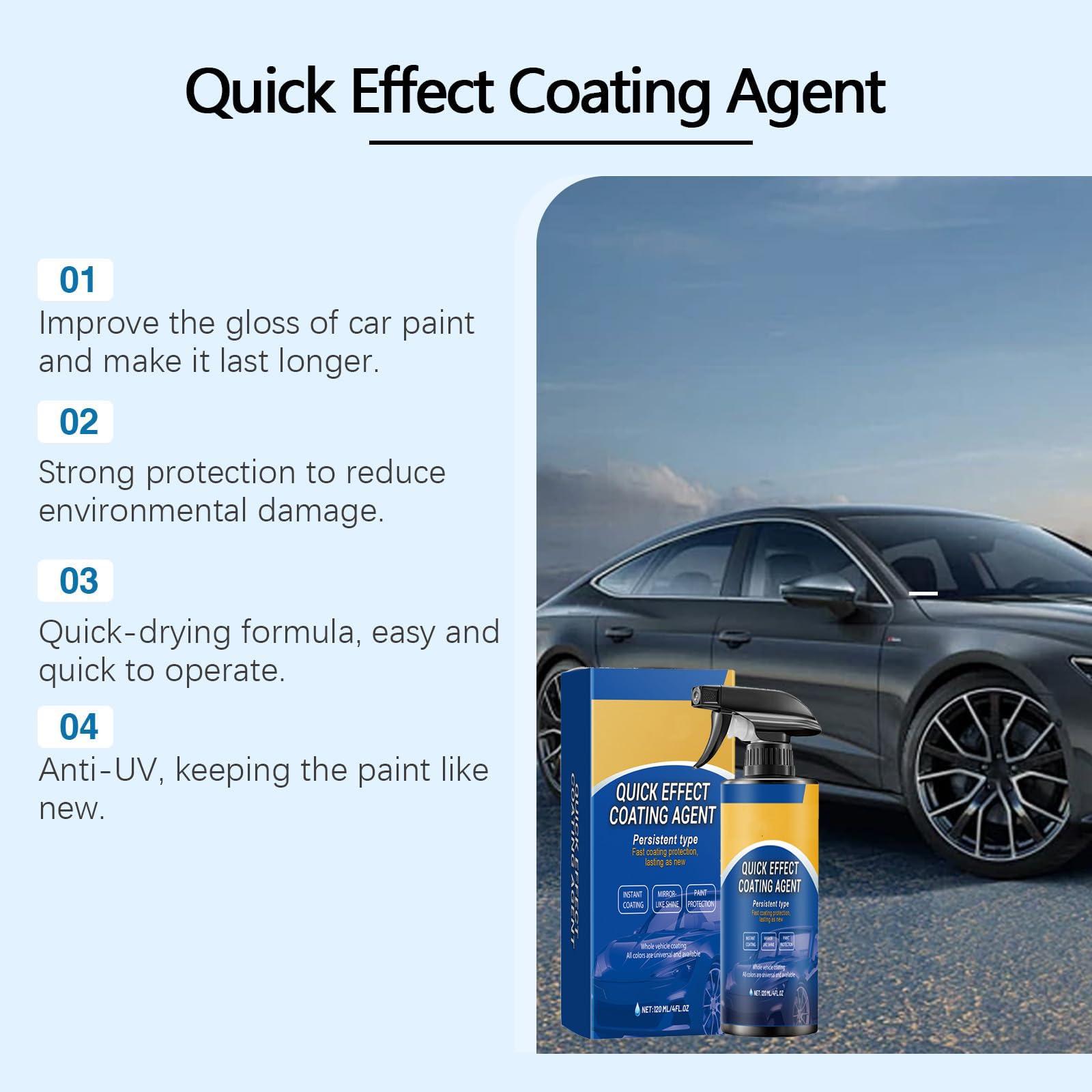 Agent de revêtement à effet rapide pour voiture, Spray de revêtement Sopami pour voiture (version améliorée 2026), nettoyant pour vitres 3 en 1 à base de nano-huile (5PCS)