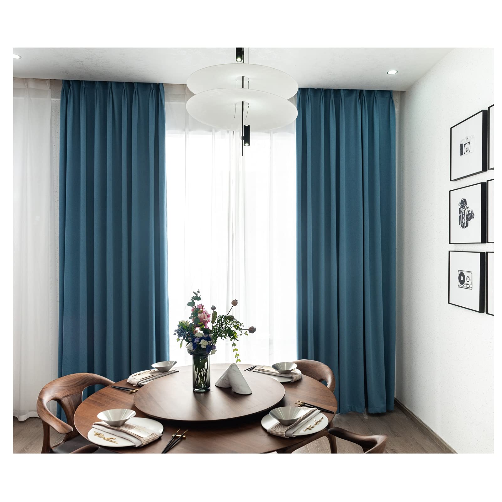 2 Stücke Himmelblau vorhänge Blickdicht Verdunklungsvorhang mit Kräuselband Energiespar & Wärmeisolierend einfarbig Gardinen Schal für Schlafzimmer Kinderzimmer Wohnzimmer, 137X175CM