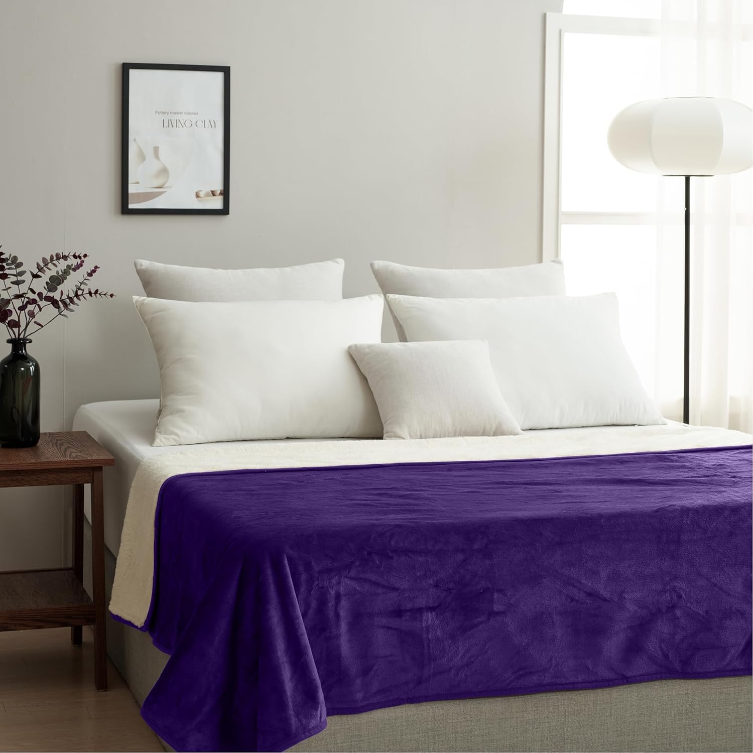 Waterproof Blanket for Bed, Water Proof Blanket for Bed, Sofa & Couch, Leakproof, Double-Sided Soft & Washable (Purple, 60"x80")